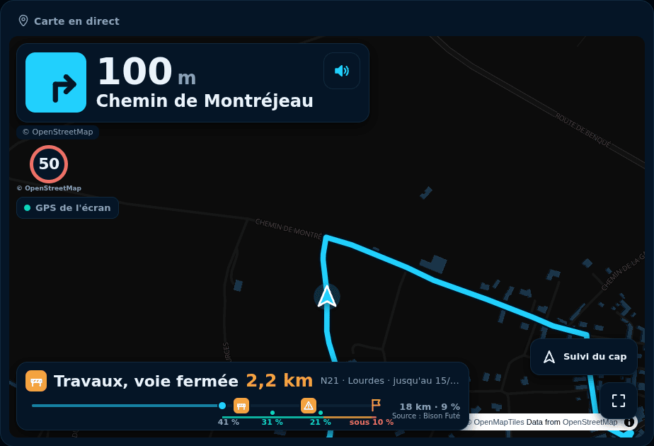 Aperçu : Carte en direct